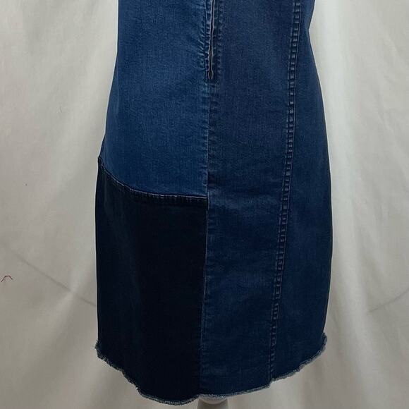 Hope & Harlow Blue Jean Denim Patchwork Boho Chic Western Dress NWOT Size 10 - Picture 7 of 13